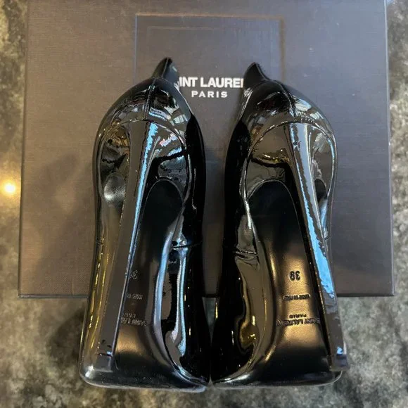 YSL Black Patent Thorn 5"+ High Heels, Euro 39 - Picture 10 of 11